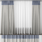 Blue curtains with arrows