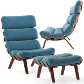 Essey armchair and ottoman (GreenThree)