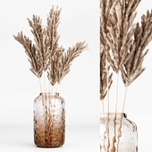 Dried Pampas Bouquets in Glass Vase