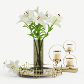 Decorative set with white lilies