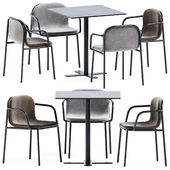 Table Antibes iSi 9063 by iSimar & Shell Armrest Chair by Annud