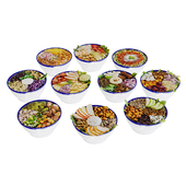 Bowls of mixed salades