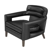 Custom made lounge chair in black leather