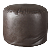 Round leather pouf