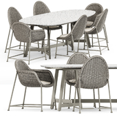 Chopstix armchair and Chopstix side chair and Chopstix dining table oval 221 by Janus et Cie