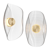 SAMPLE PAIR Liquid Swirl Glass & Brass Contemporary Wall Light Sconce