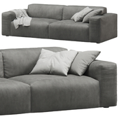 Grey Leather 2seat Cloud Sofa by Prostoria