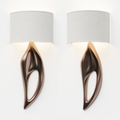 Lexi Sconces Set of 2 Nickel Finish with Ivory Silk Shade