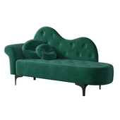 Green Velvet Button Tufted Chesterfield Chaise Lounge with Pillows Sofa Couch