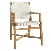 Taj White Woven Leather Dining Chair with Arms