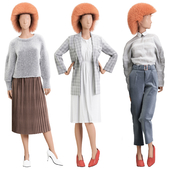 Female mannequins with clothes 3 looks