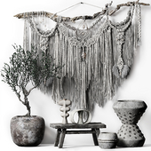Decorative set 016 with hanging Macrame panno and tree