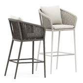 Knot barstool with arms and Knot counter stool with arms by Janus et Cie