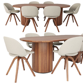 Moon Dining Table - GUBI and Polo Covered Chair-BONTEMPI