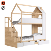Bunk bed "Di-di" with a chest of drawers from the manufacturer mimirooms.ru