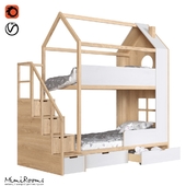 OM Двухъярусная кровать "Ди-ди" с лестницей-комодом от производителя Mimirooms™