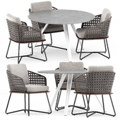 Rivera Little Armchair and Evans Outdoor table by Minotti