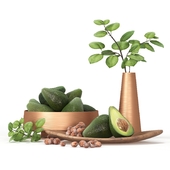 Decorative set for the kitchen with avocado