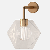 Sculptural glass faceted sconce clear lighting
