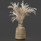 Dried Plant Bouquet in Wicker Vase