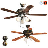 LED Indoor Flemish Brass Ceiling Fan with Light Kit