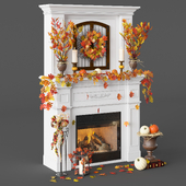 Fireplace with autumn decor