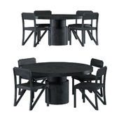 Contemporary 100C Dining Table and Chair in Blackened Oak by Orphan Work