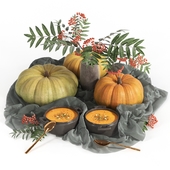 Decorative set for the kitchen with pumpkins