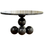 Faustine Modern Classic Black High Gloss Round Pedestal Dining Table