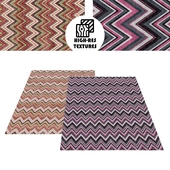 Large Geometric Stripy Zig zag pattern Colorful Rug Set