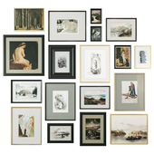 A set of paintings in classical frames