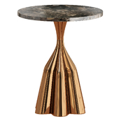 Pedestal in smoked rock crystal and foot in polished copper