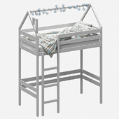 Two-story baby cot with a ladder and play area on the first level
