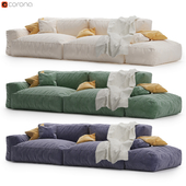 Sofa in three different fabrics