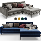 Corner sofa Swout Velvet Yellow / Gray Barhat Blue Time Emerad from Divanru