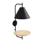 Mugli by La Redoute wall lamp with shelf in metal and wood