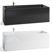 Freestanding rectangular Corian bathtub