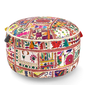 Beaded Embroidered Tassel Pouf