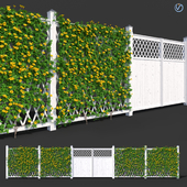 Забор - Мандевилла Сандера с желтыми цветами VRay