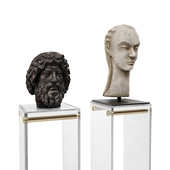 Heads sculptures pedestal