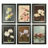 Vintage paintings with flowers