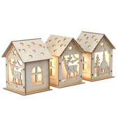 светящиеся  деревянные домики
