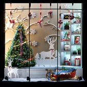 Новогодняя витрина магазина подарков