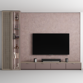 TV Consol "Wood Grid and Pink Concret"
