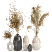 Dry Plants Bouquet Collection In Concrete Pot - Set 400