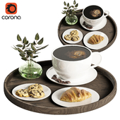 Decorative coffee set (cookies and croissant ) set 001