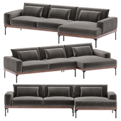 Tate 122 "Fabric Sofa Sectional Right, Nuit Boucle
