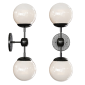 Modo Sconce 2 Globes Black and Cream Glass