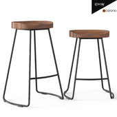 Jenna&Hanna Industrial Steel Barstools with Wooden Seat