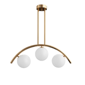 3/5/7 Heads Dining Room Island Pendant Postmodern Gold Curved Ceiling Light with Global Clear/White Glass Shade